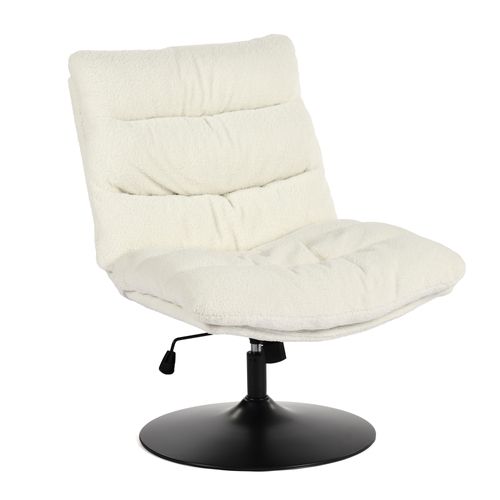 Fauteuil Ergonomique Pivotant Hauteur Réglable En Bouclette Blanc