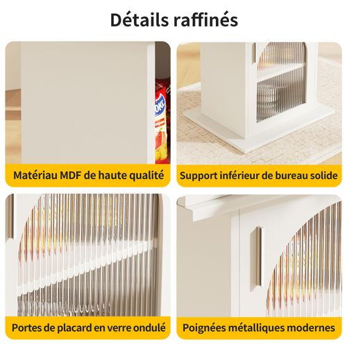 Table Salle à Manger Extensible Avec Rangement, 6–8 Personnes, 140x70x76cm, Blanc