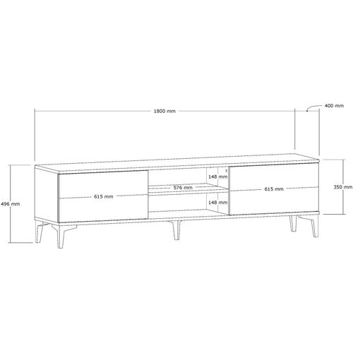 Meuble TV 2 Portes Basculantes Unana L180cm Bois Foncé Et Noir