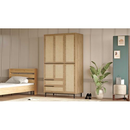 On15 Armoire - 100 % Mélamine - Noyer, Chêne