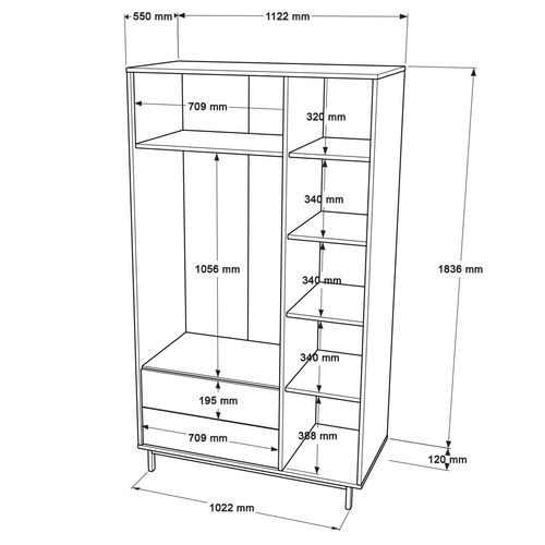On15 Armoire - 100 % Mélamine - Noyer, Chêne