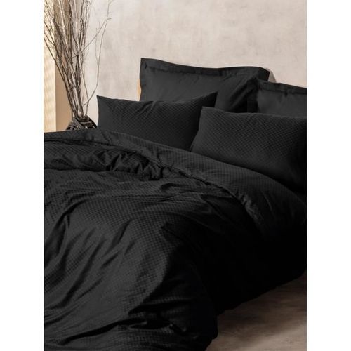 Parure De Lit - 1 Housse De Couette 220 X 240 Cm + 2 Taies D'oreiller 60 X 60 Cm - Noir