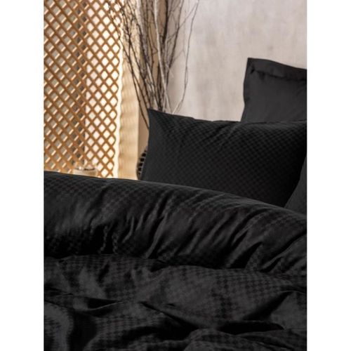Parure De Lit - 1 Housse De Couette 220 X 240 Cm + 2 Taies D'oreiller 60 X 60 Cm - Noir