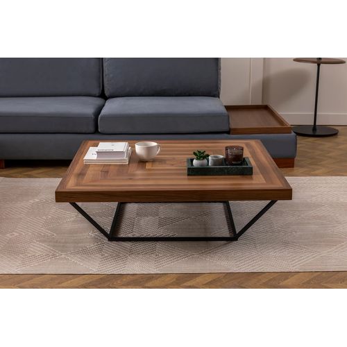 Table Basse En Bois "cora" - 100 X 100 X 32 Cm - Noyer