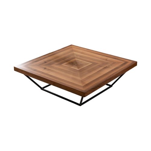 Table Basse En Bois "cora" - 100 X 100 X 32 Cm - Noyer