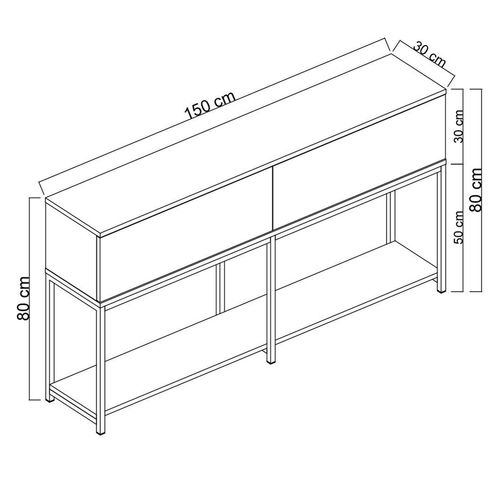 Console En Agglomeré Et Métal Lord Anthracite Et Noir
