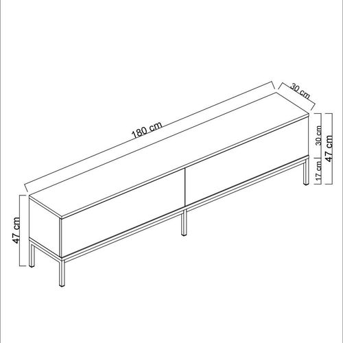 Meuble TV En Aggloméré Et Métal Lord Noir Et Argenté