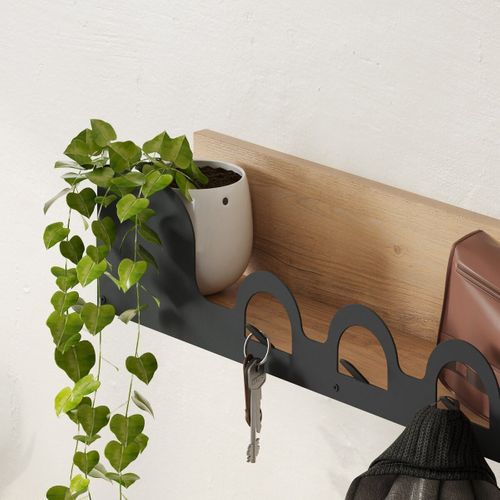 Porte Manteaux Suspendu Décor Chêne L63 Cm