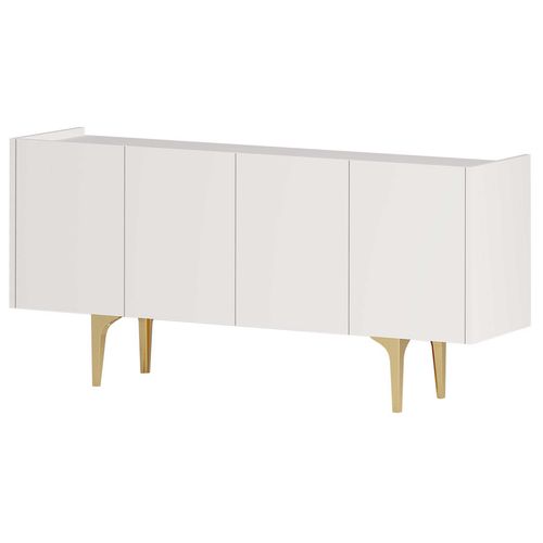 Albina Buffet - 100 % Mélamine - Blanc, Doré