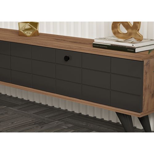 Meuble TV En Bois "alberi" - 160 X 25 X 35 Cm - Gris Anthracite