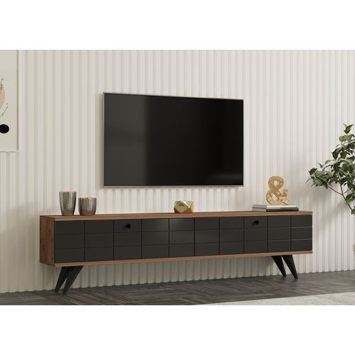Meuble TV En Bois "alberi" - 160 X 25 X 35 Cm - Gris Anthracite