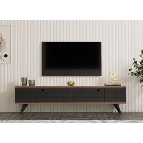 Meuble TV En Bois "alberi" - 160 X 25 X 35 Cm - Gris Anthracite