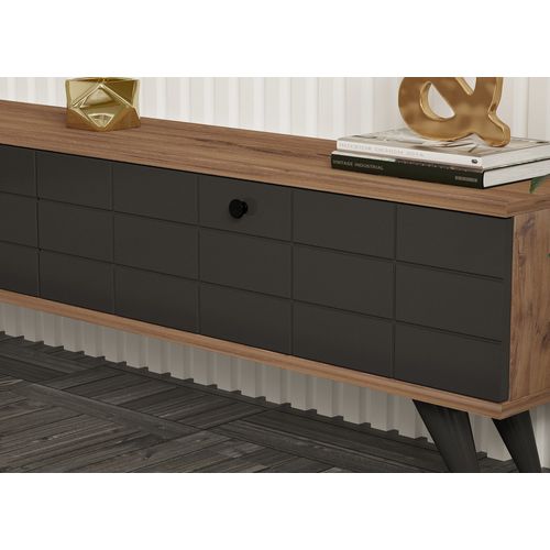 Meuble TV En Bois "alberi" - 160 X 25 X 35 Cm - Gris Anthracite