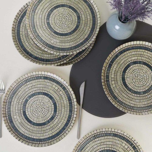 Assiette En Céramique Mosaique 28 Cm (lot De 6)