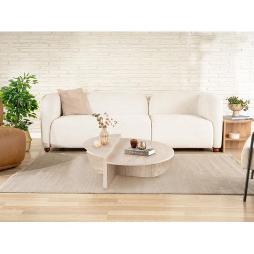 Lot De 2 Tables Basses - Effet Travertin Beige - Aloeva