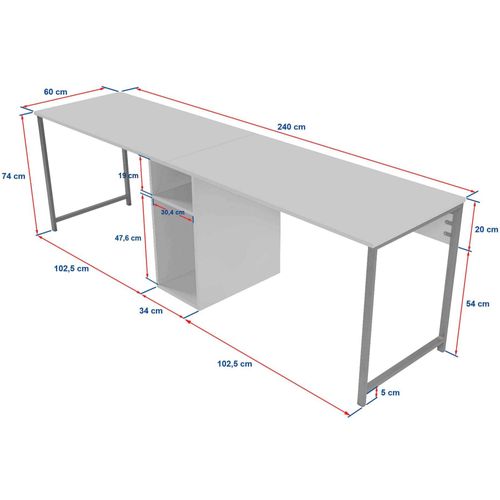 Bureau 2 Places En Aggloméré Twin Beige Freesia, Noir