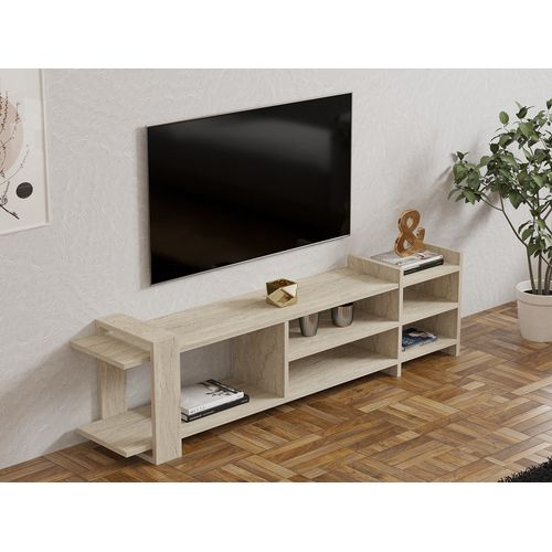 Meuble TV En Bois "zeyna" - 156 X 29 X 40 Cm - Travertin