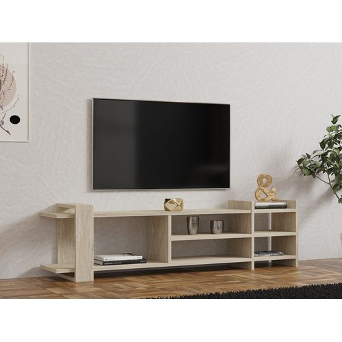 Meuble TV En Bois "zeyna" - 156 X 29 X 40 Cm - Travertin