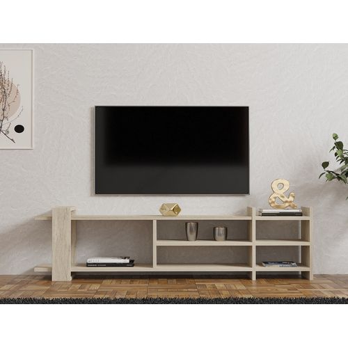 Meuble TV En Bois "zeyna" - 156 X 29 X 40 Cm - Travertin