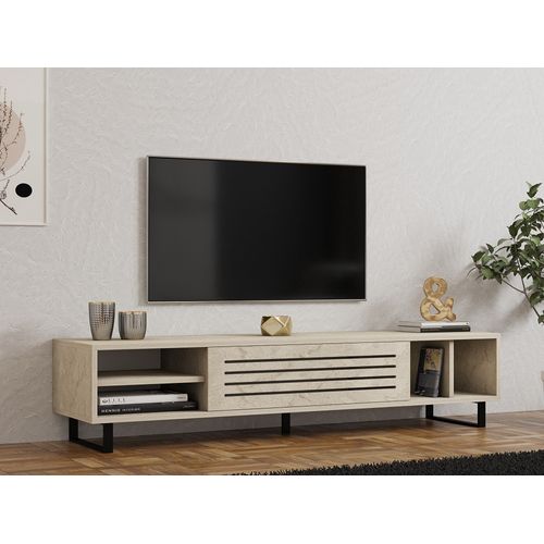 Meuble TV En Bois "safir" - 160 X 40 X 35 Cm - Travertin