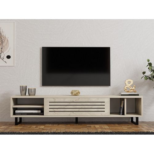 Meuble TV En Bois "safir" - 160 X 40 X 35 Cm - Travertin