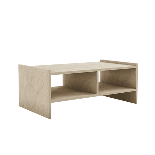 Table Basse 2 Niches Ouvertes Décor Travertin L90 Cm