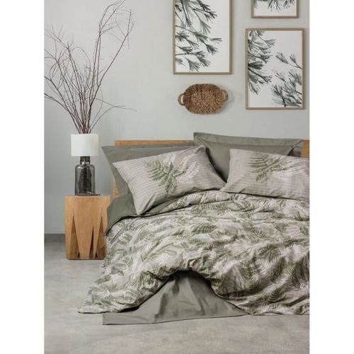 Parure De Lit _ 1 Housse De Couette 220 X 240 Cm + 2 Taies D'oreiller 60 X 60 Cm - Kaki