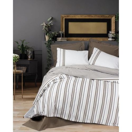 Parure De Lit - 1 Housse De Couette 220 X 240 Cm + 2 Taies D'oreiller 60 X 60 Cm - Brun