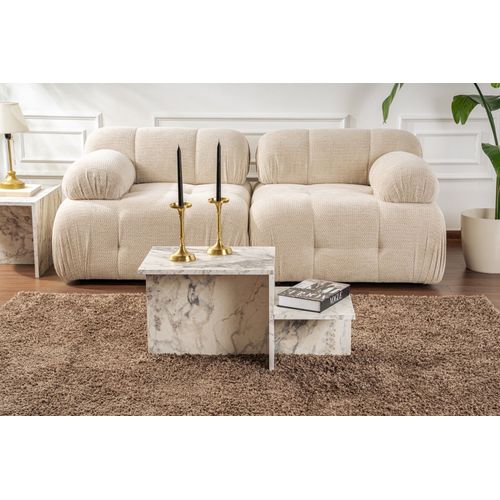 Table Basse Design Rechy L80xh40cm Bois Effet Marbre