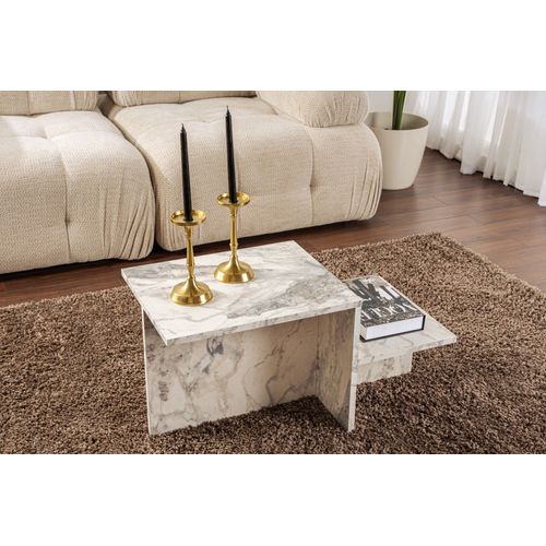 Table Basse Design Rechy L80xh40cm Bois Effet Marbre