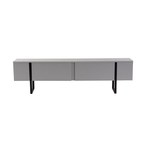 Meuble TV Moderne 2 Portes Basculantes Domenica L180cm Gris Et Noir