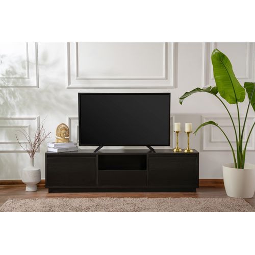 Meuble TV Moderne 3 Portes Basculantes Diazon L160cm Noir