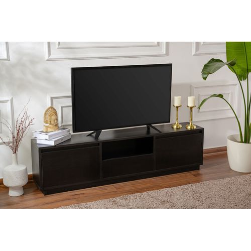 Meuble TV Moderne 3 Portes Basculantes Diazon L160cm Noir