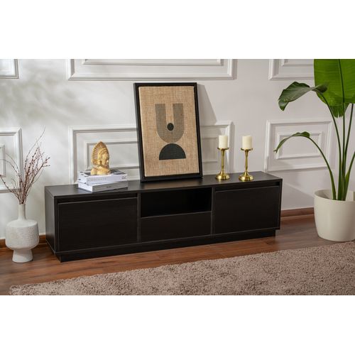 Meuble TV Moderne 3 Portes Basculantes Diazon L160cm Noir