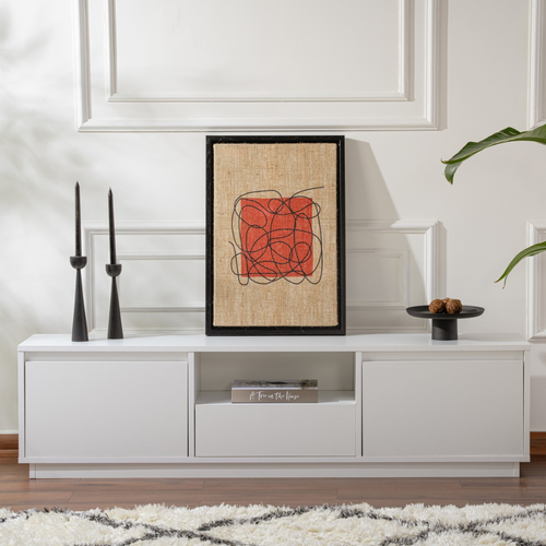 Meuble TV Moderne 3 Portes Basculantes Diazon L160cm Blanc