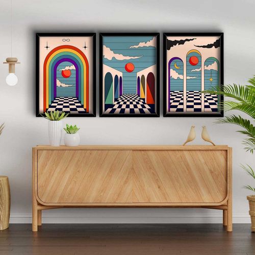 Ensemble De 3 Tableaux Décoratifs Arc En Ciel