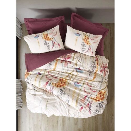 Parure De Lit - 1 Housse De Couette 220 X 240 Cm + 2 Taies D'oreiller 60 X60 Cm - Rouge