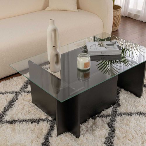 Table Basse En Verre Et Aggloméré Vetrino Noir