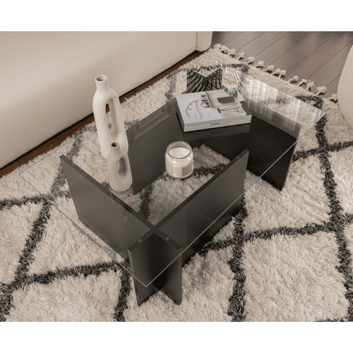 Table Basse En Verre Et Aggloméré Vetrino Noir