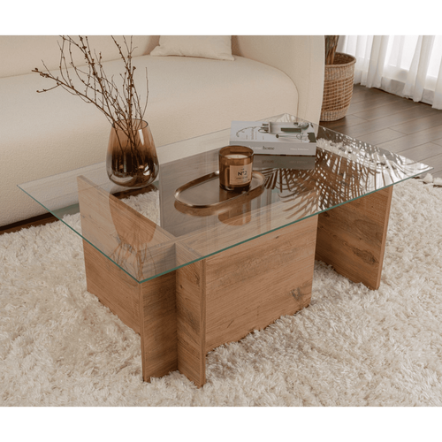 Table Basse En Verre Et Aggloméré Vetrino Pin