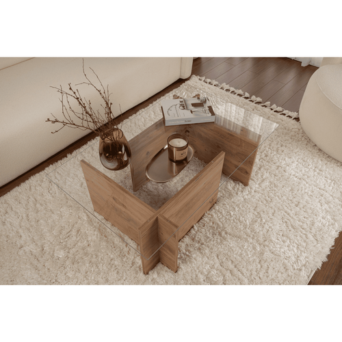 Table Basse En Verre Et Aggloméré Vetrino Pin