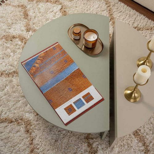 Table Basse En Aggloméré Podium Vert Et Beige