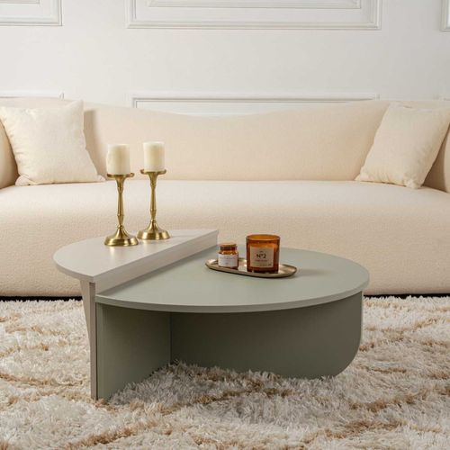 Table Basse En Aggloméré Podium Vert Et Beige