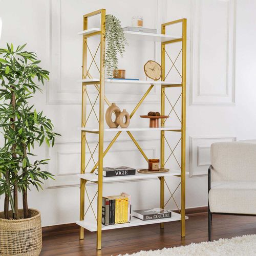 Etagère En Aggloméré Et Métal Elysian Blanc, Doré