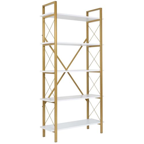 Etagère En Aggloméré Et Métal Elysian Blanc, Doré