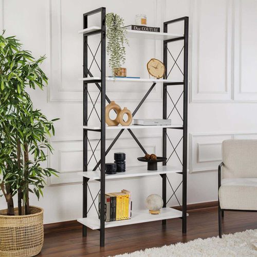 Etagère En Aggloméré Et Métal Elysian Blanc, Noir