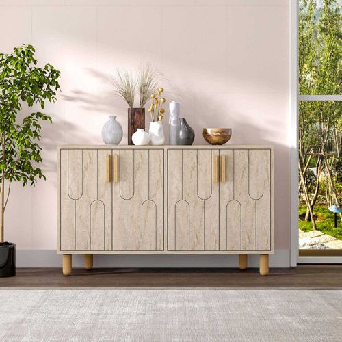 Buffet 4 Portes En Aggloméré Vincent Travertine