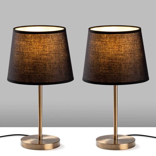 Ensemble De 2 Lampes à Poser Abajur Doré Et Noir