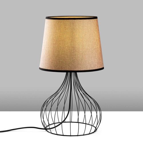 Lampe à Poser En Métal Et Tissu Telis Noir, Marron Clair