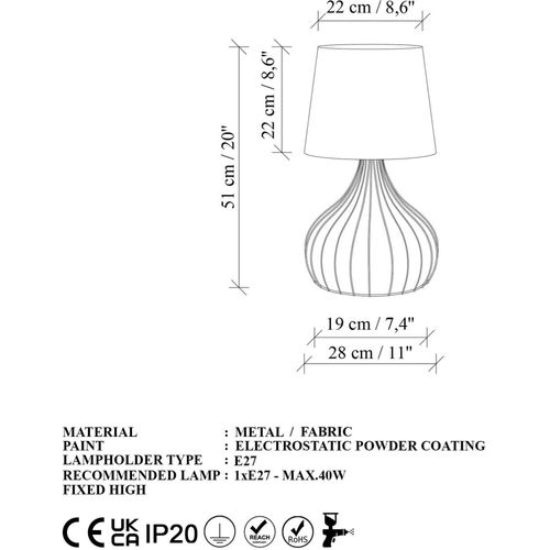 Lampe à Poser En Métal Et Tissu Telis Noir, Marron Clair